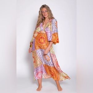 NWOT // Sundress Patchwork Puff Long Sleeve Tiya Dress Saint Tropez New / M/L